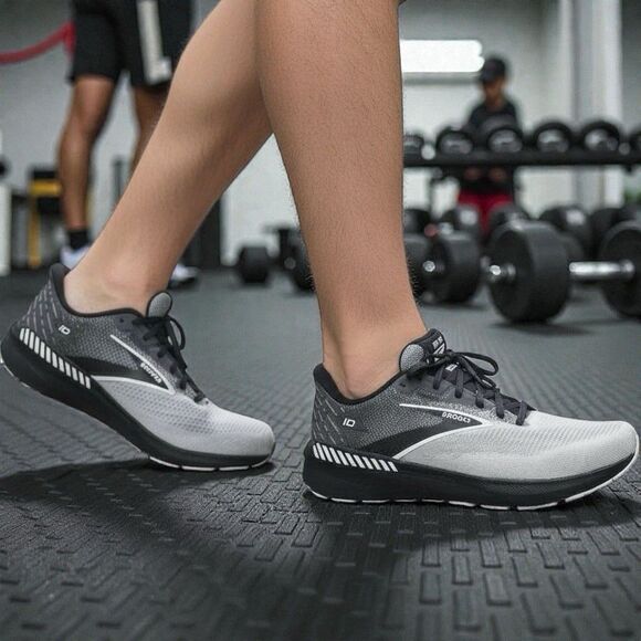 Brooks Running Shoes Mens 14 D Launch GTS 10 Black White Stability Road Trainer - Picture 2 of 14